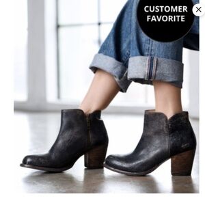 BED|STU Distressed Black Ankle Boots